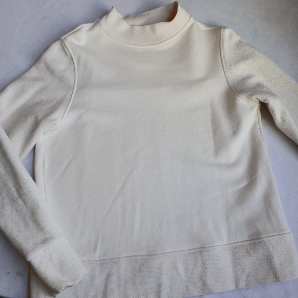 COS Sweater Small‎ Cotton Mixed Knit Terry Cloth Fleece Cream Classic